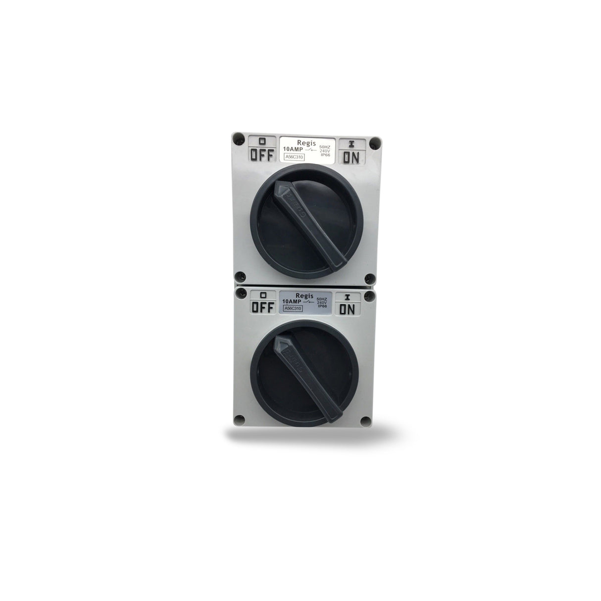 10 Amp Isolator TWIN - TWO 2 switch industrial rated IP66 Lockable