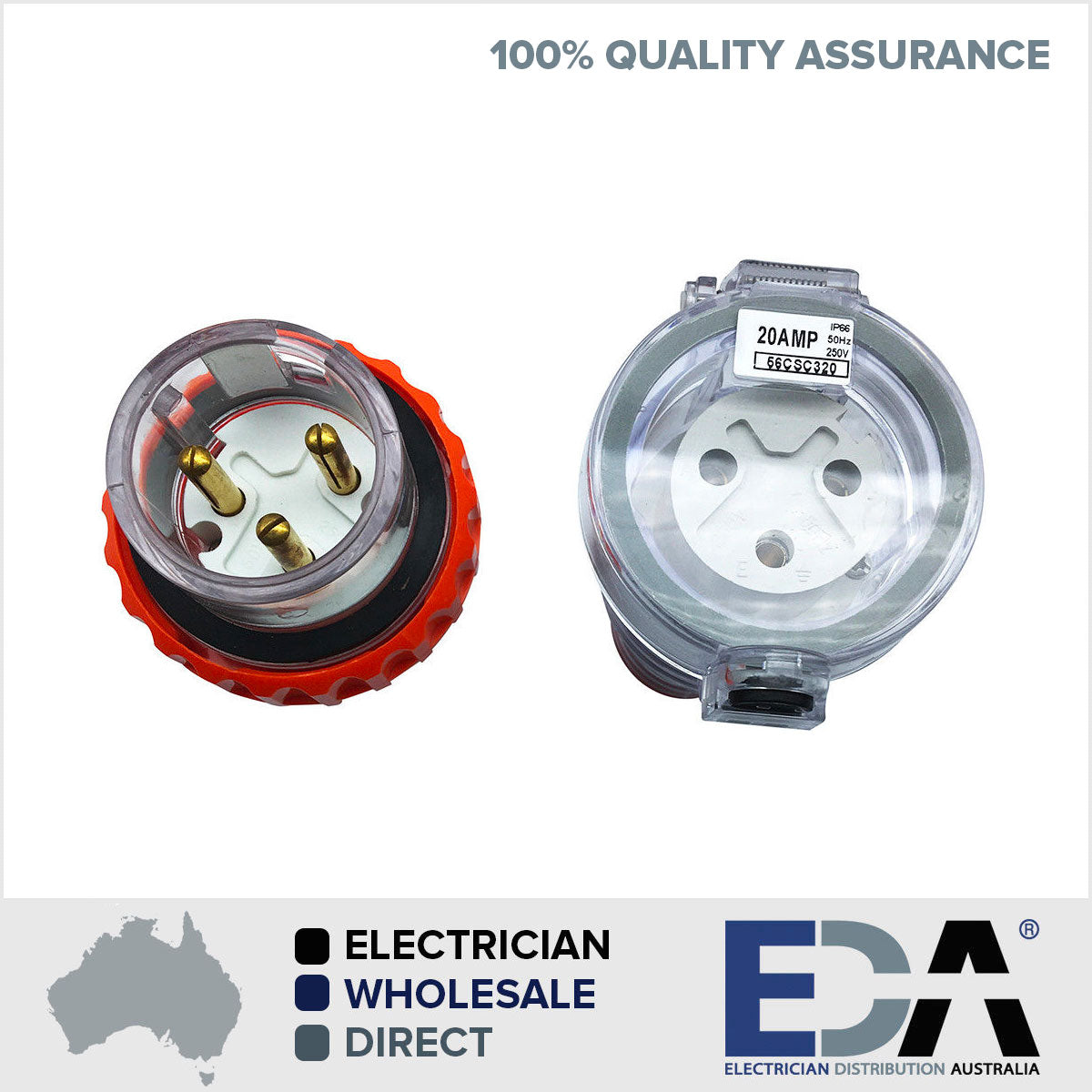 20A Amp PLUG & Socket Extension 3 Pin Round Pin 240 v