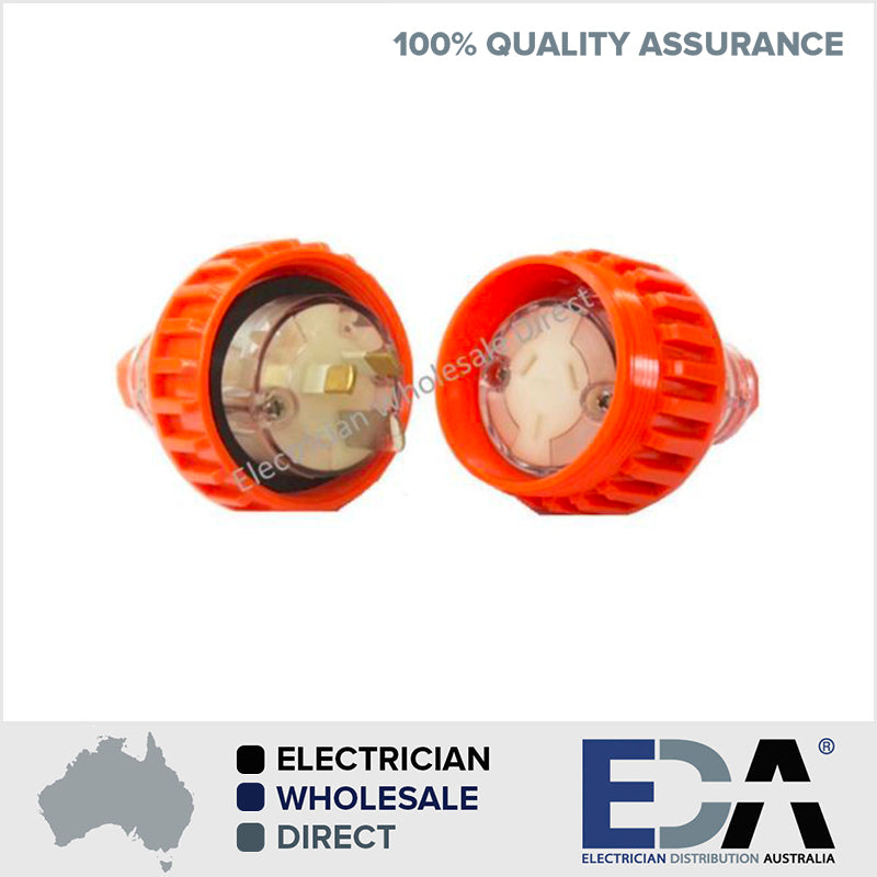 HD 10 Amp 3 Pin Female Extension Socket & Male Plug IP66 Weatherproof