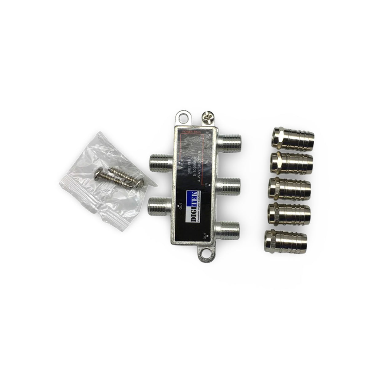 4 Way TV Splitter with 5 F Type Connectors Foxtel Antenna Television