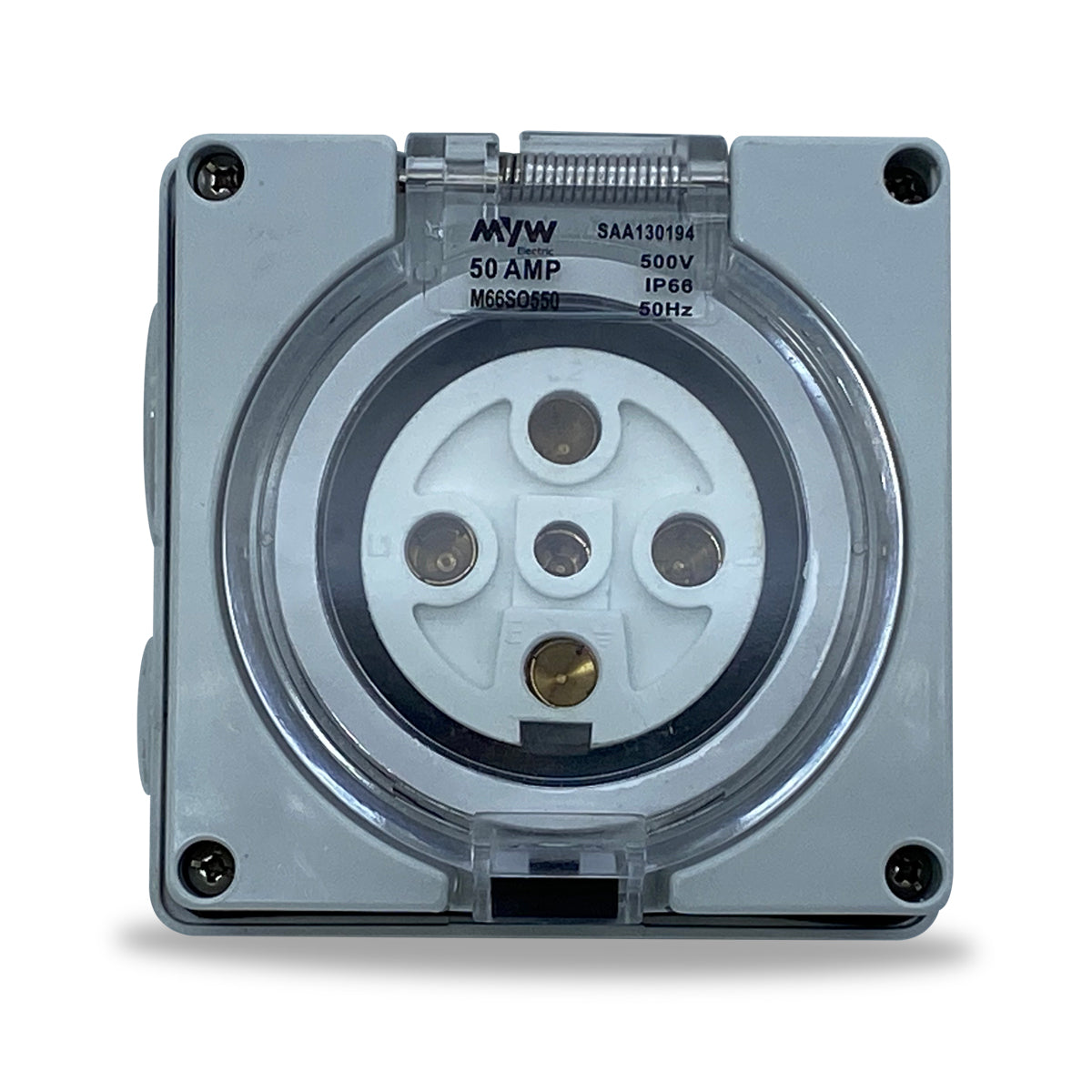 50 Amp 3 Phase 5 Pin Socket Outlet 415v IP66 Weatherproof Industrial 3 Pole Only