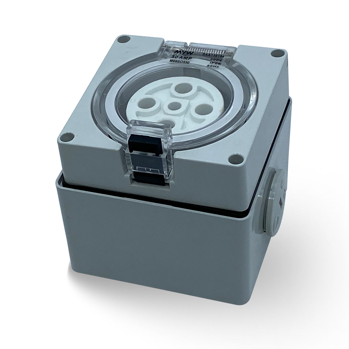 50 Amp 3 Phase 5 Pin Socket Outlet 415v IP66 Weatherproof Industrial 3 Pole Only