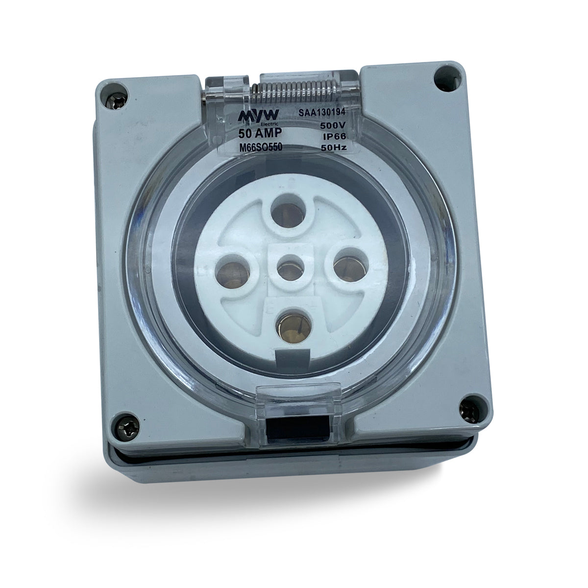 50 Amp 3 Phase 5 Pin Socket Outlet 415v IP66 Weatherproof Industrial 3 Pole Only