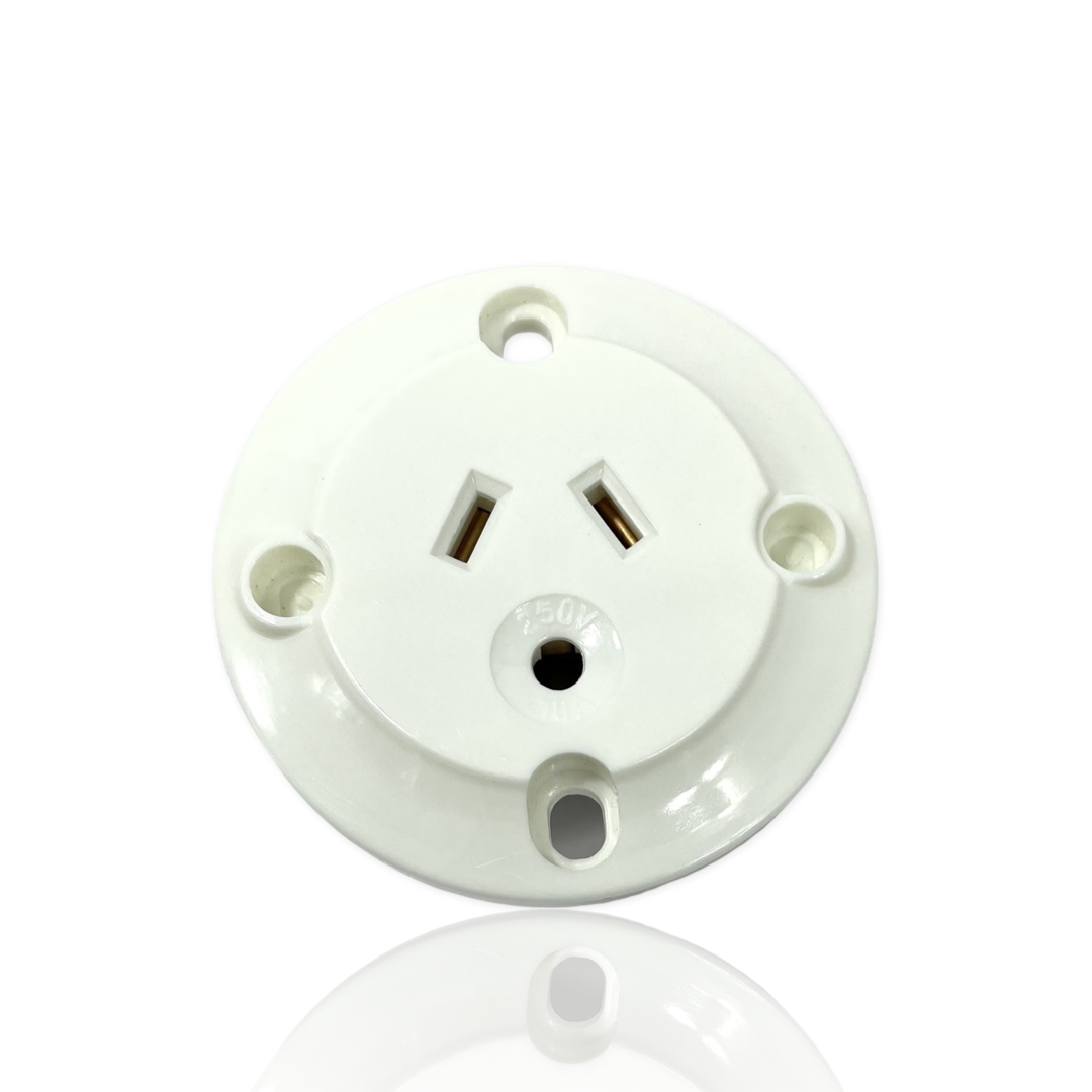 Plug Base Surface Socket Flush or Panel Mount With Round Earth Outlet 240v 3 Pin