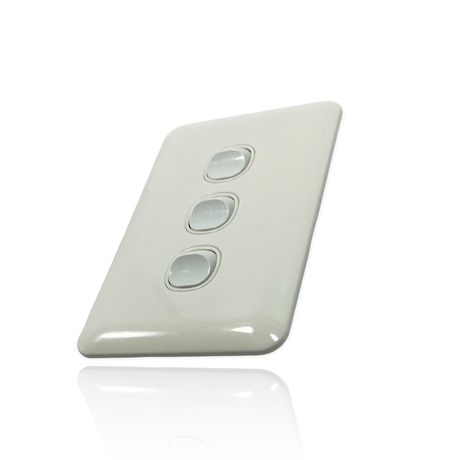Slim Wafer 3 Gang Light Switch White Bakelight Slimline Electrical