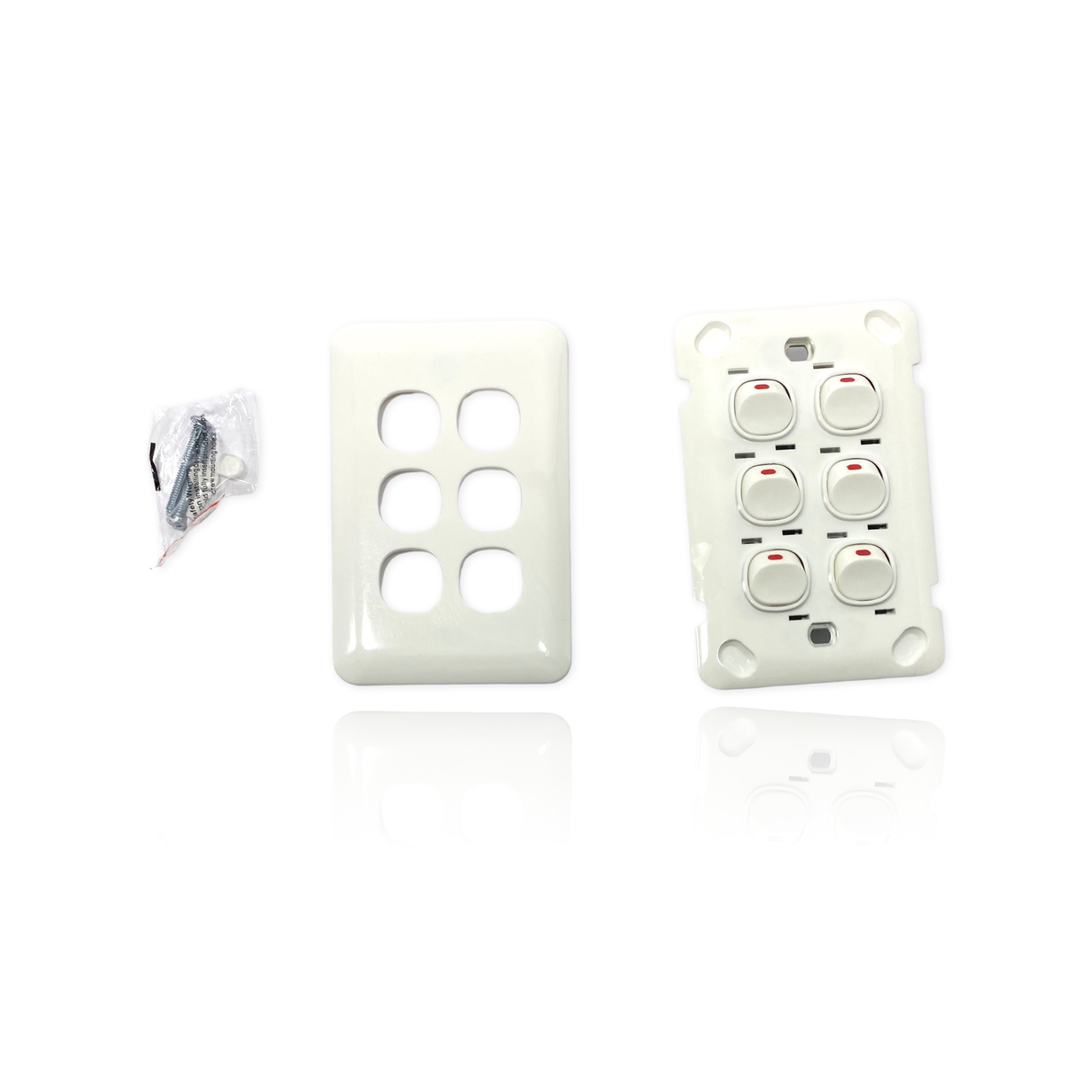 Slim Wafer 6 Gang Light Switch White Bakelight Slimline Electrical