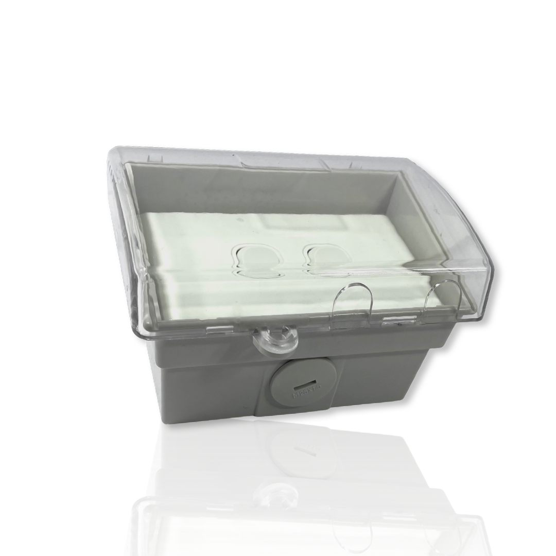 Weather proof 2 gang SWITCH & Protected WATER PROOF Enclosure Lock Clear Lid GPO