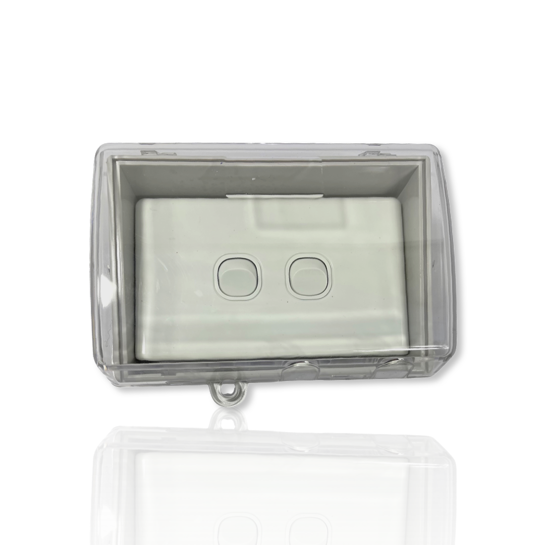 Weather proof 2 gang SWITCH & Protected WATER PROOF Enclosure Lock Clear Lid GPO
