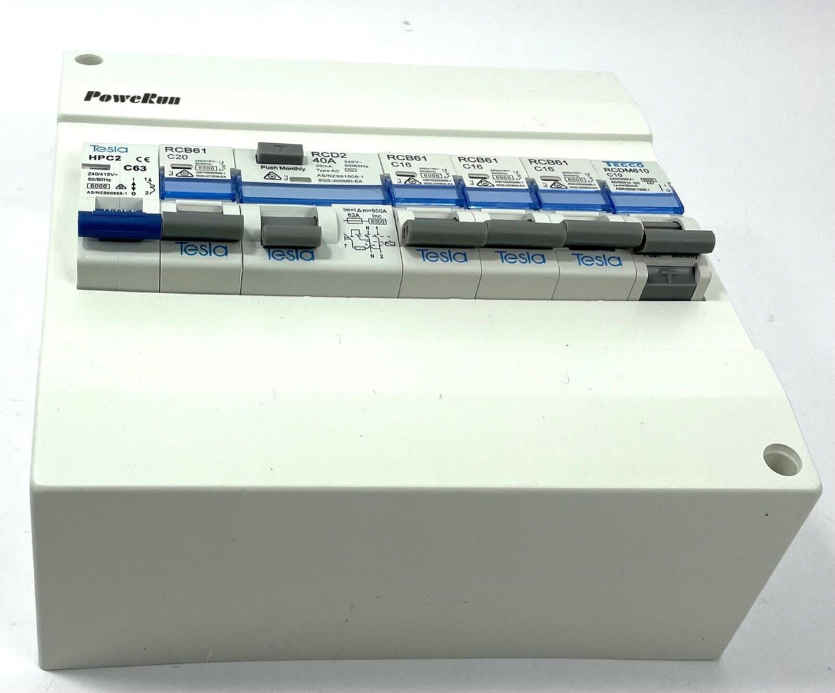 Switchboard Loaded 8 Pole Complete RCD Neutral Extnder 3x 16 1x 20 1x10 Amp RCBO