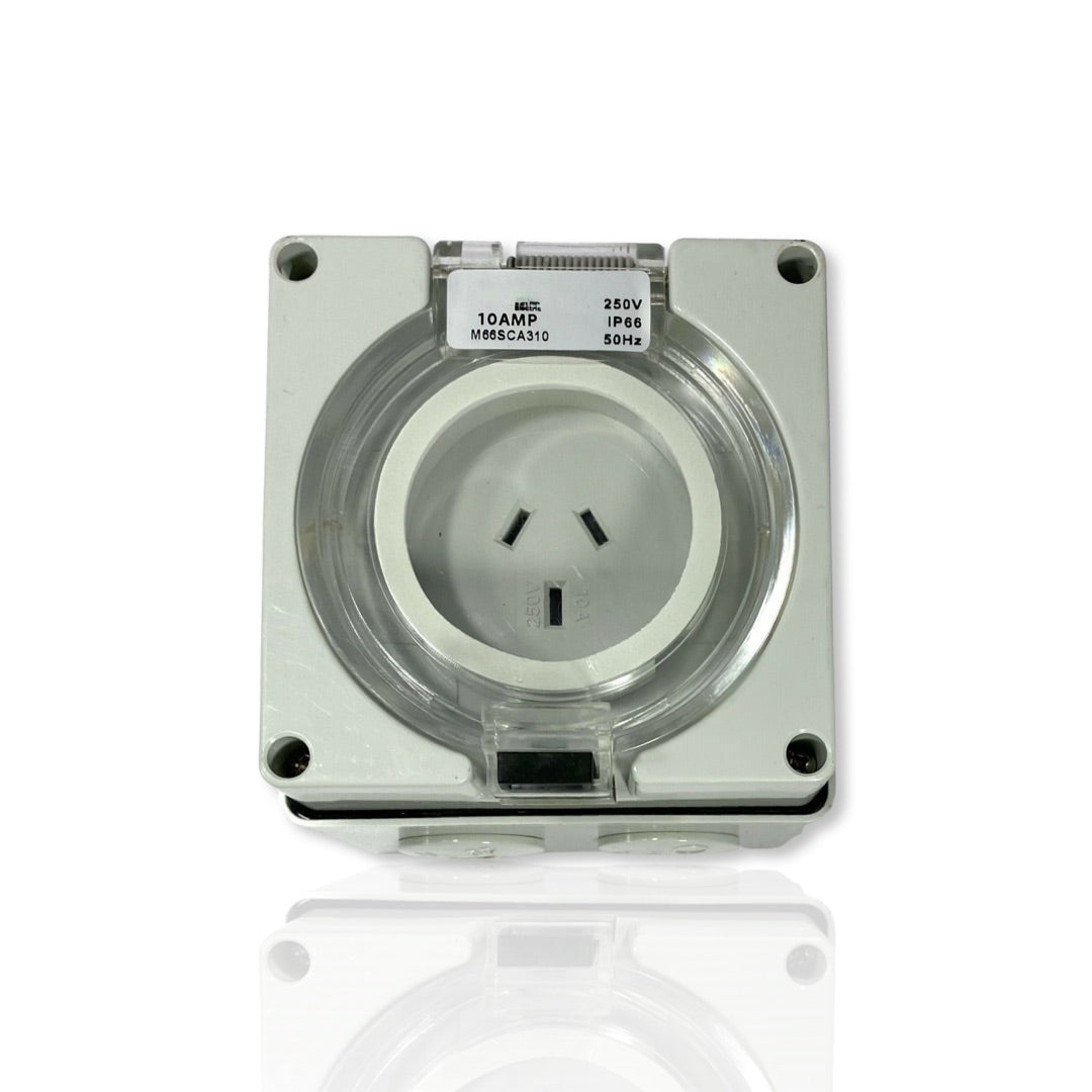 10 Amp AUTO SWITCH- Shutters, Socket Outlet IP66 3 Flat PIN 250V Weath ...