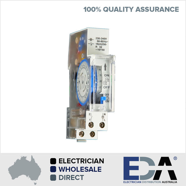 24 Hour Timer Analog Din Rail Mounted 1 Pole 15 Amp – EDA Online