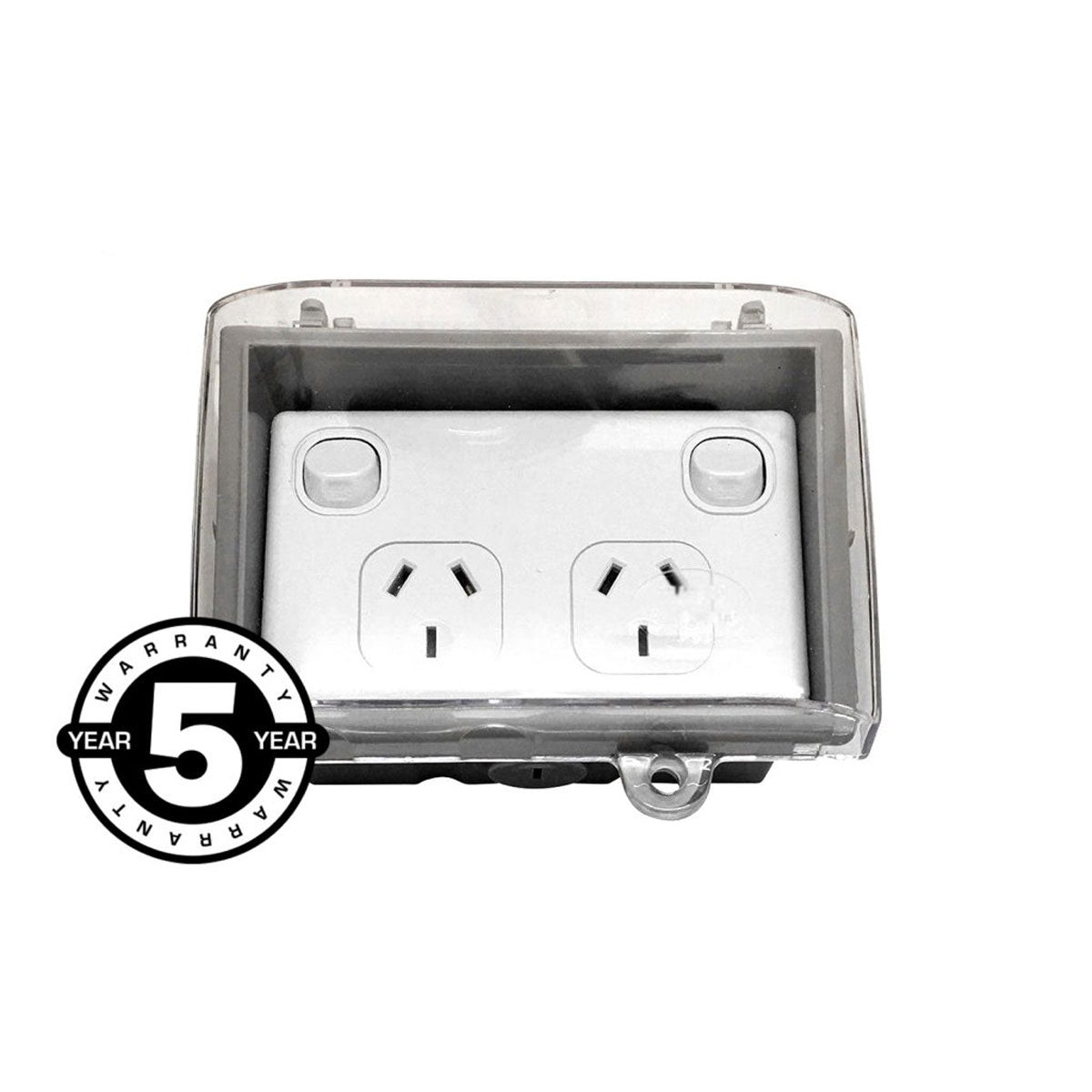 Outdoor Weatherproof Double GPO Powerpoint With Clear Lid Box Lock - 2 ...