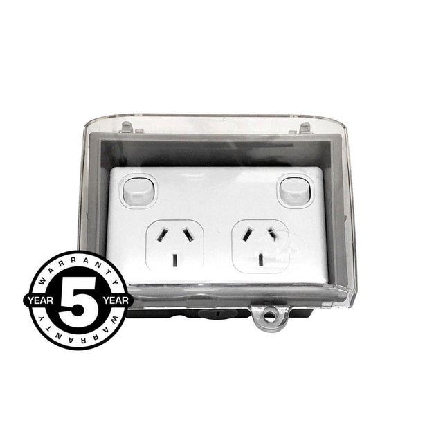 Over Gpo Box Outdoor Weatherproof Double GPO Powerpoint With Clear Lid Box Lock - 2 ...