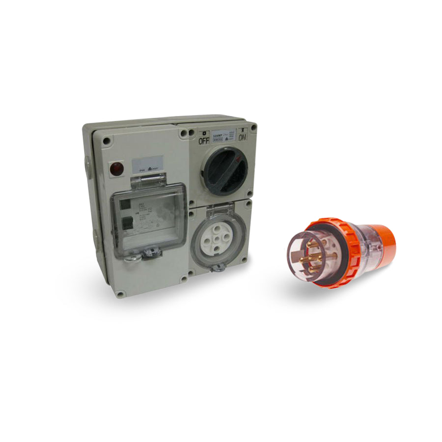 5 pin 20 Amp Protected Outlet with Plug IP66 Industrial 63 Amp RCD Car ...