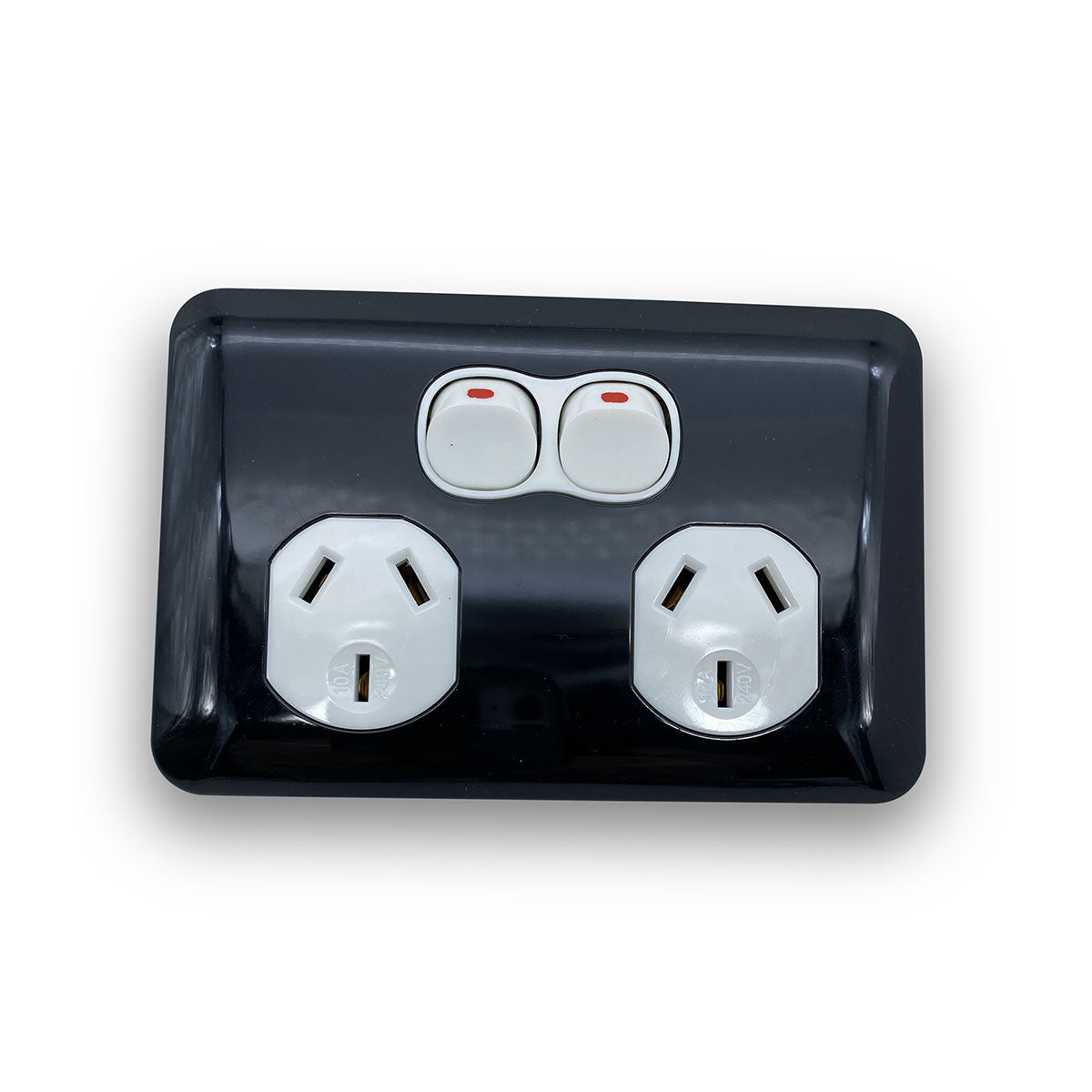 Slim Wafer Double Power Point GPO Black White Collingwood Slimline Ele ...