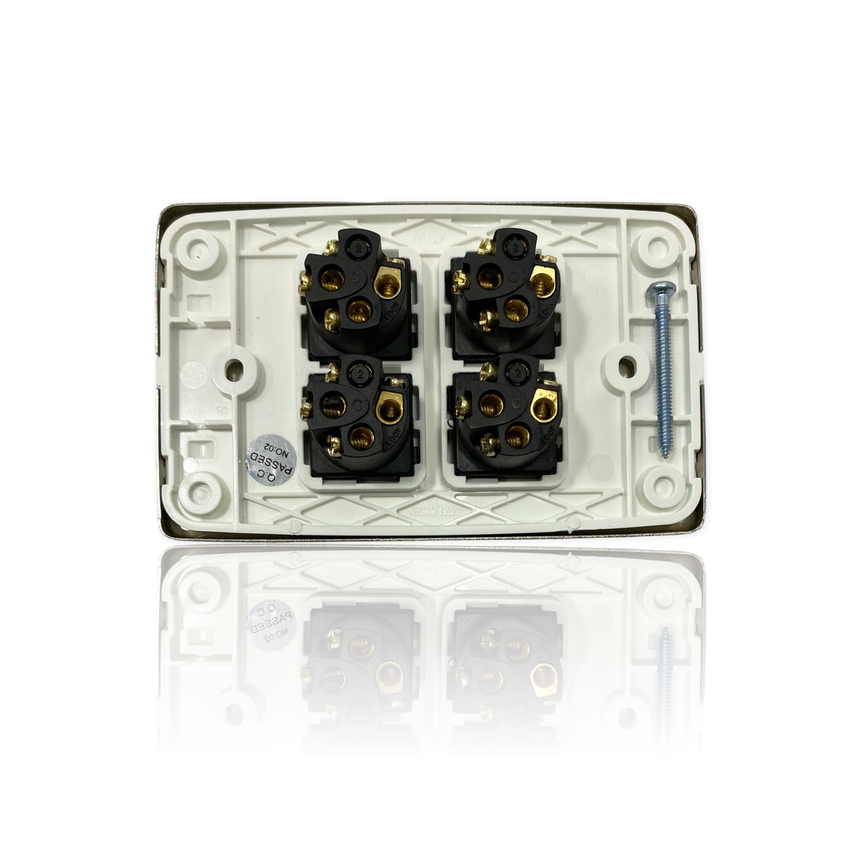 SLIM 4 Gang Switch Brushed Aluminium Silver Outlet METAL Budget Four slimline