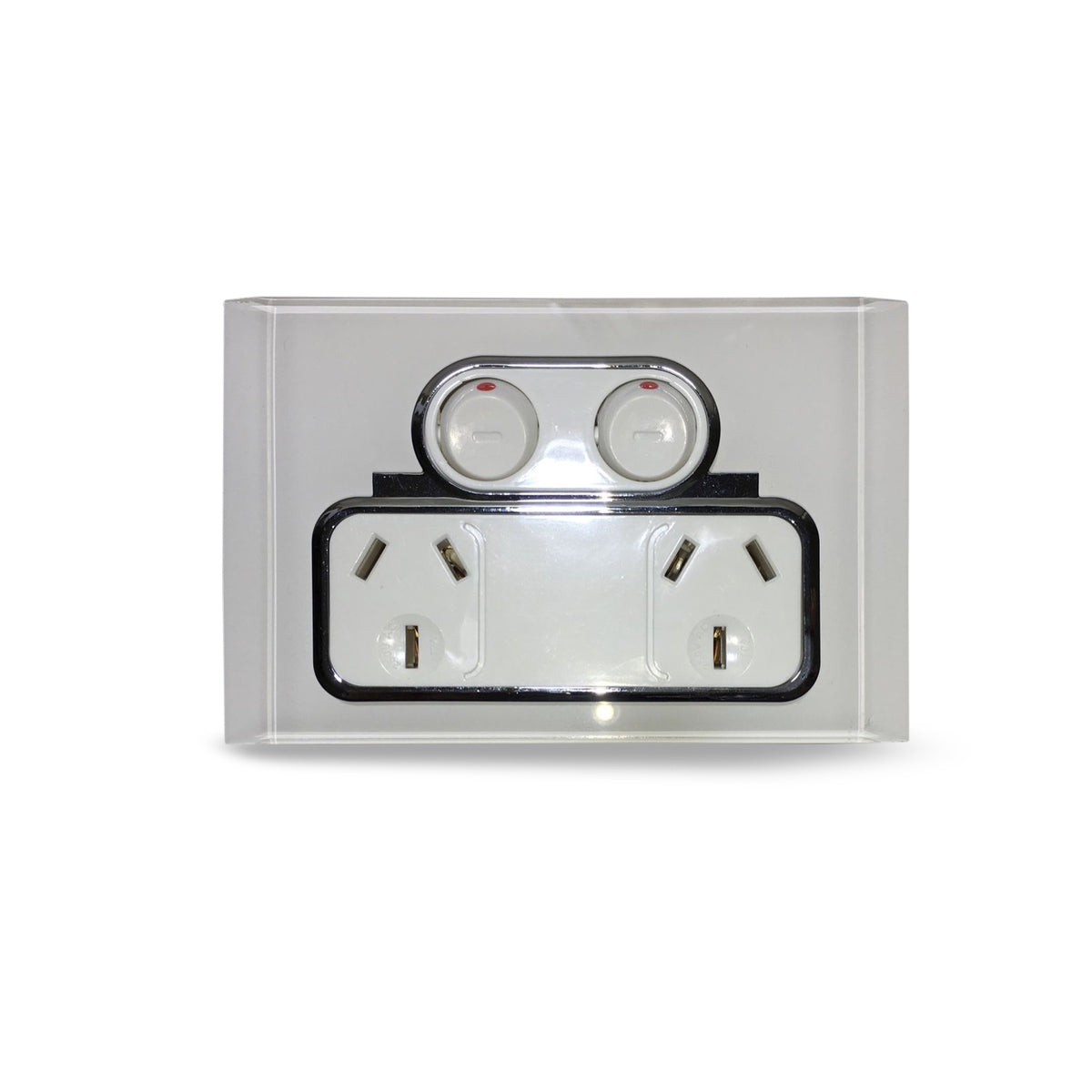 Saturn Double Power Point Switch Glass Clipsal Smilar Crystal GPO Slim ...