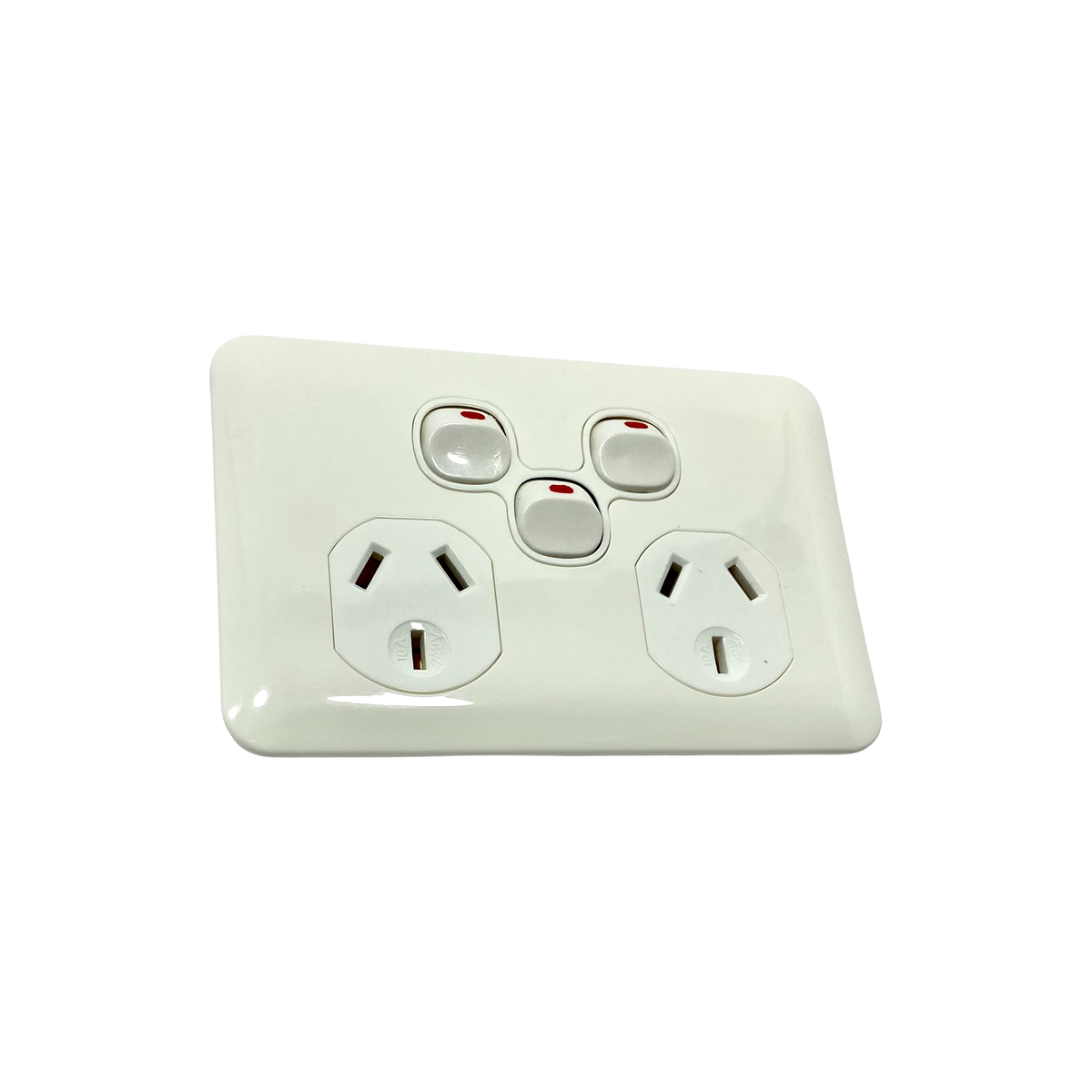Slim Wafer Double Power Point With Extra Switch GPO White Slimline Ele ...