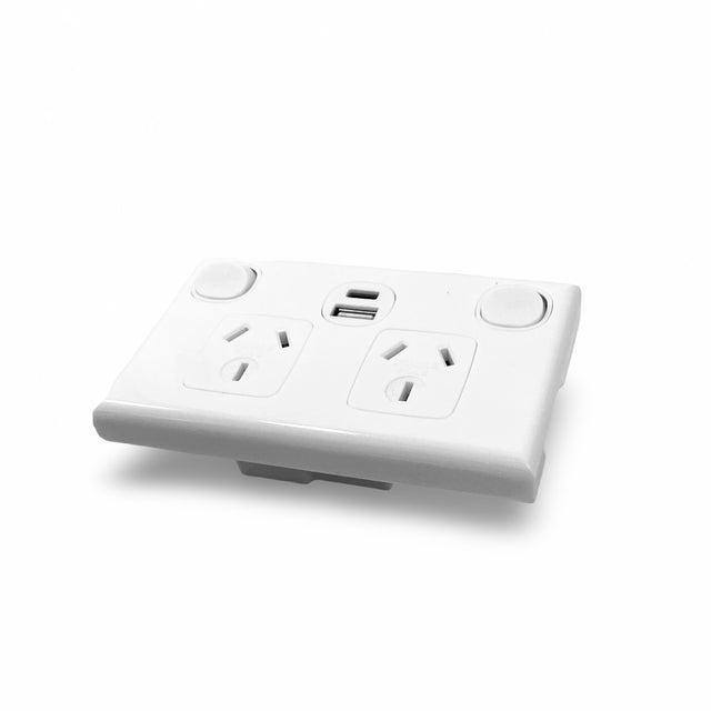 USBC + USB A Fast Charge Double Power Point DOUBLE POLE Caravan RV 2.1 ...