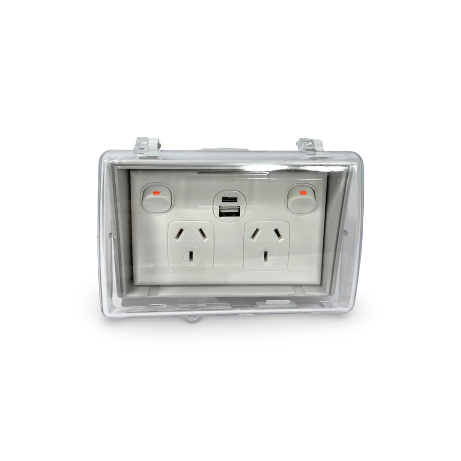 USBC + USB A Fast Charge IP66 Weatherproof DOUBLE POLE Double Power Po ...