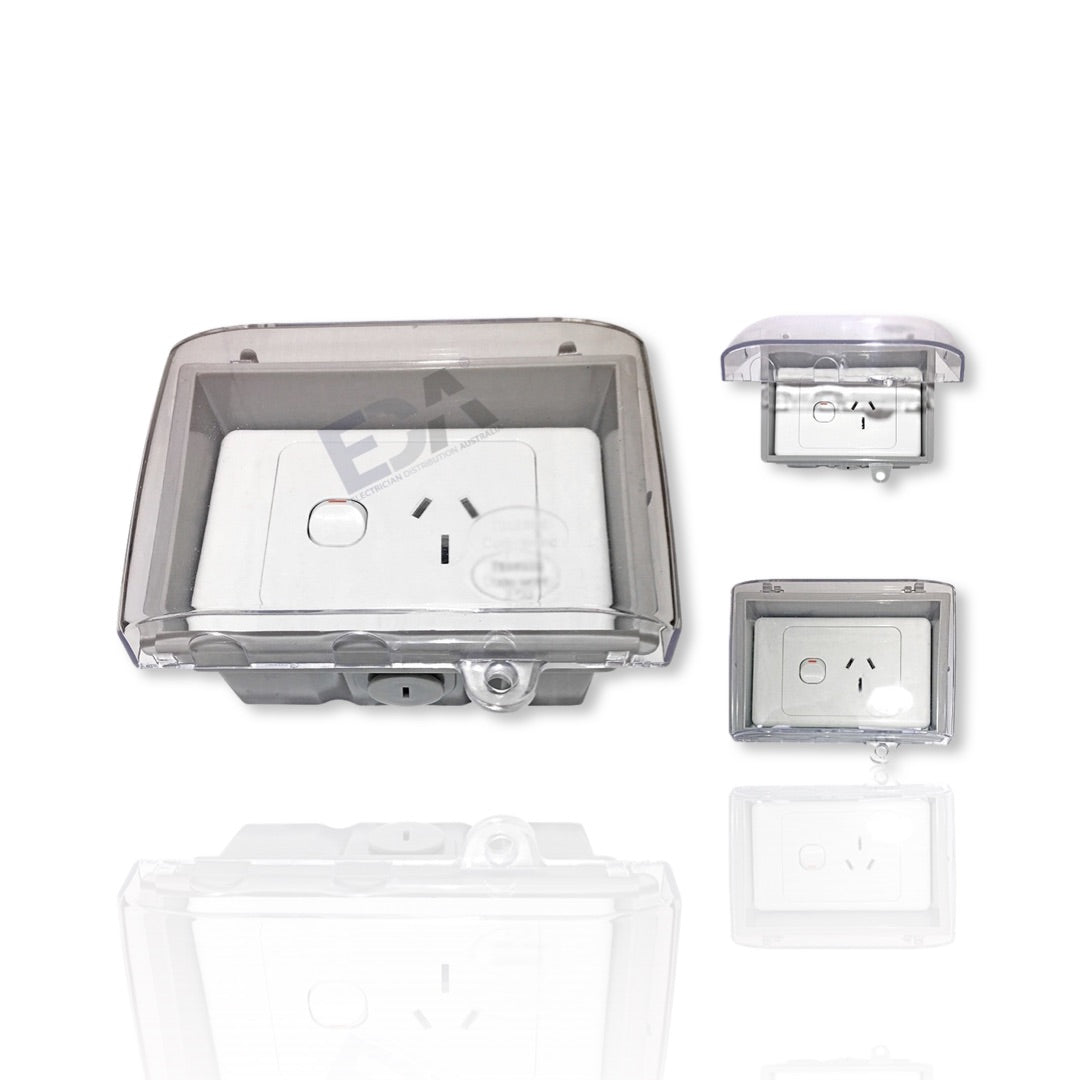 Weather proof Single Power Point + Weatherproof Box Enclosure Lock Cle ...